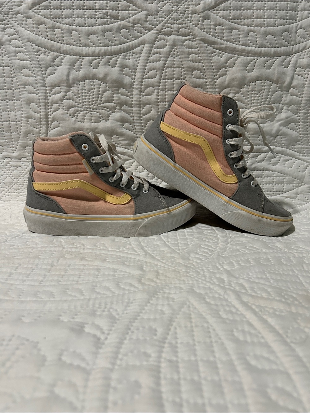 VANS - Pink/Coral/Gray High Tops- Sz: 5 - Missy Sz: 6.5 Women’s
